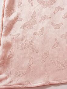 少女蝴蝶提花撞色网纱泡泡袖Tannelette连衣裙 - 粉色 - 查看 7