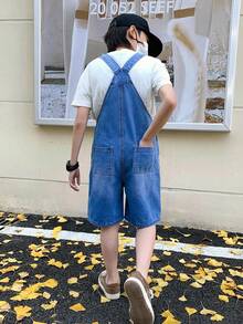 适合青少年男孩的时尚休闲复古酷炫街头镂空破洞磨边宽松舒适蓝色前开衩抽绳牛仔短裤，是青少年男孩日常穿着和春夏狂欢节、街头服饰的最佳选择，2026春夏新款时尚 - 藍色 - 查看 2