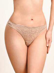 1 Bộ đồ lót ren trơn màu không dây thoải mái cho nữ - Lạc đà - Xem 3