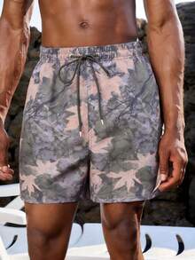 Manfinity VDAYZ 男士全印花抽绳腰休闲沙滩短裤 - 彩色 - 查看 2