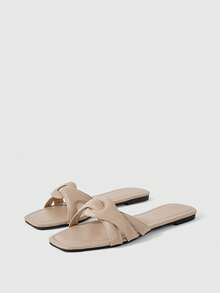 Sleekvia Sandal mùa hè đa năng, mũi vuông, thời trang dành cho nữ năm 2026. - Màu be - Xem 3