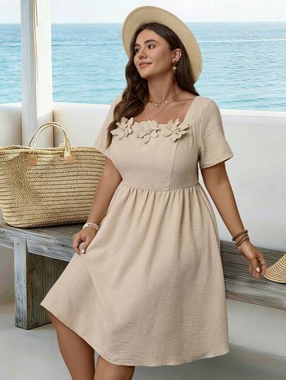 SHEIN 大码梭织休闲度假夏季女装连衣裙