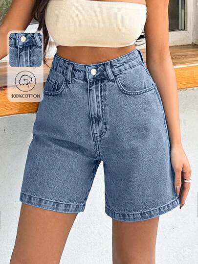 EURMUSE 100%Cotton Rigid Medium Wash Women Short