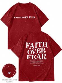 Manfinity EMRG Áo thun tay ngắn cổ tròn in chữ nhũ bạc, kiểu dáng thường ngày, thích hợp cho mùa hè. - Màu Đỏ Sâu - Xem 2