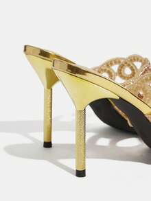 CUCCOO TILAWA Elegant Pointed Women's High Heels - A Delicate Rhinestone Design With A Slip-On Design, Perfect For Parties And Formal Events, Stilettos - Gold - View 4