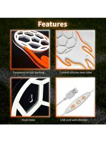 New Football Fire Pattern LED Ambience Light - Dual Color Creative Lamp USB Powered, Perfect For Festival, Bedroom, Party, Dating & Gift Idea - Multicolor - View 11