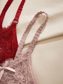 Charlaine Valentine's Day Women's Contrast Lace Bow Decor Sexy G-String Panties (Set Of 3) Bow Tie - Multicolor - View 4