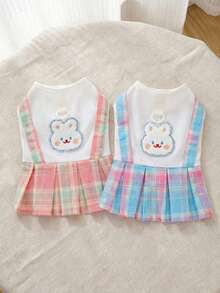 PETSIN 狗狗服装、猫咪服装、动物裙装、宠物春夏新品系列、幼犬连衣裙、公主风百搭连衣裙、条纹印花、小型动物服装、清凉防晒霜 - 彩色 - 查看 3