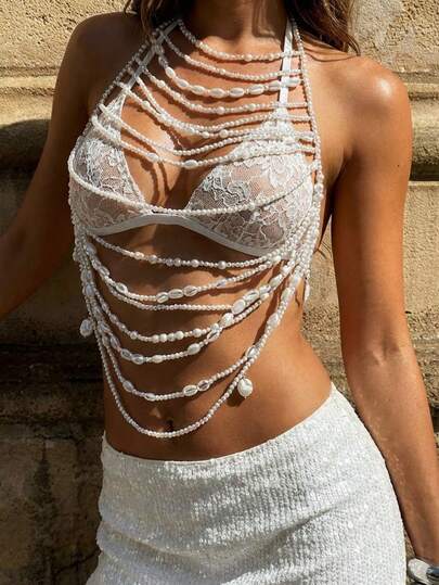 Aloruh Spring And Summer Casual Wear Is Suitable For Vacations, Beaches, Shells, And Bohemian-Style Halter-Neck Women's Tops.