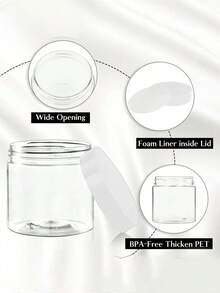 Bộ 4 chai nhựa đựng đồ đường kính 7cm có nắp đậy - Chai đựng sơn, hộp đựng kem dưỡng da & mặt nạ, hũ đựng kem dưỡng mắt & kem dưỡng da mặt, chai mẫu PET miệng rộng trong suốt, hộp đựng mỹ phẩm có thể tái sử dụng. - trắng - Xem 7