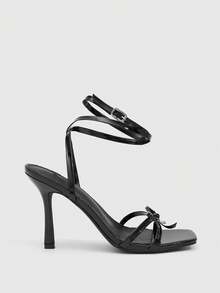 CUCCOO SZL 女士方头水钻踝带凉鞋，圣诞节必备 - 黑色 - 查看 3