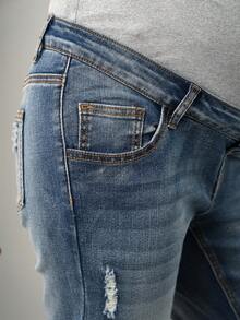 SHEIN 孕妇水洗牛仔裤 - 中等水洗藍 - 查看 7