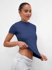 MUSERA ESSENTIALS Áo thun mềm mại, thoải mái, thích hợp cho kỳ nghỉ, du lịch, sân bay, trở lại trường học, thanh lịch mùa xuân hè. - Màu xanh bụi bặm - Xem 2