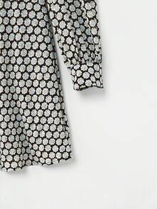 lacRébo Floral Print Long Sleeve Woven Mini Dress With Oversized Collar Vintage Style French Style Parisian Style - Black - View 9