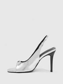 CUCCOO SZL 女士搭扣设计时尚日常穿搭高跟凉鞋 - 銀色 - 查看 4