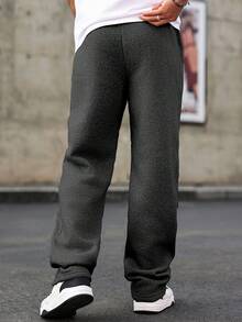 Manfinity CasualCool 男士抽绳宽松休闲日常运动裤 - 深灰色 - 查看 2