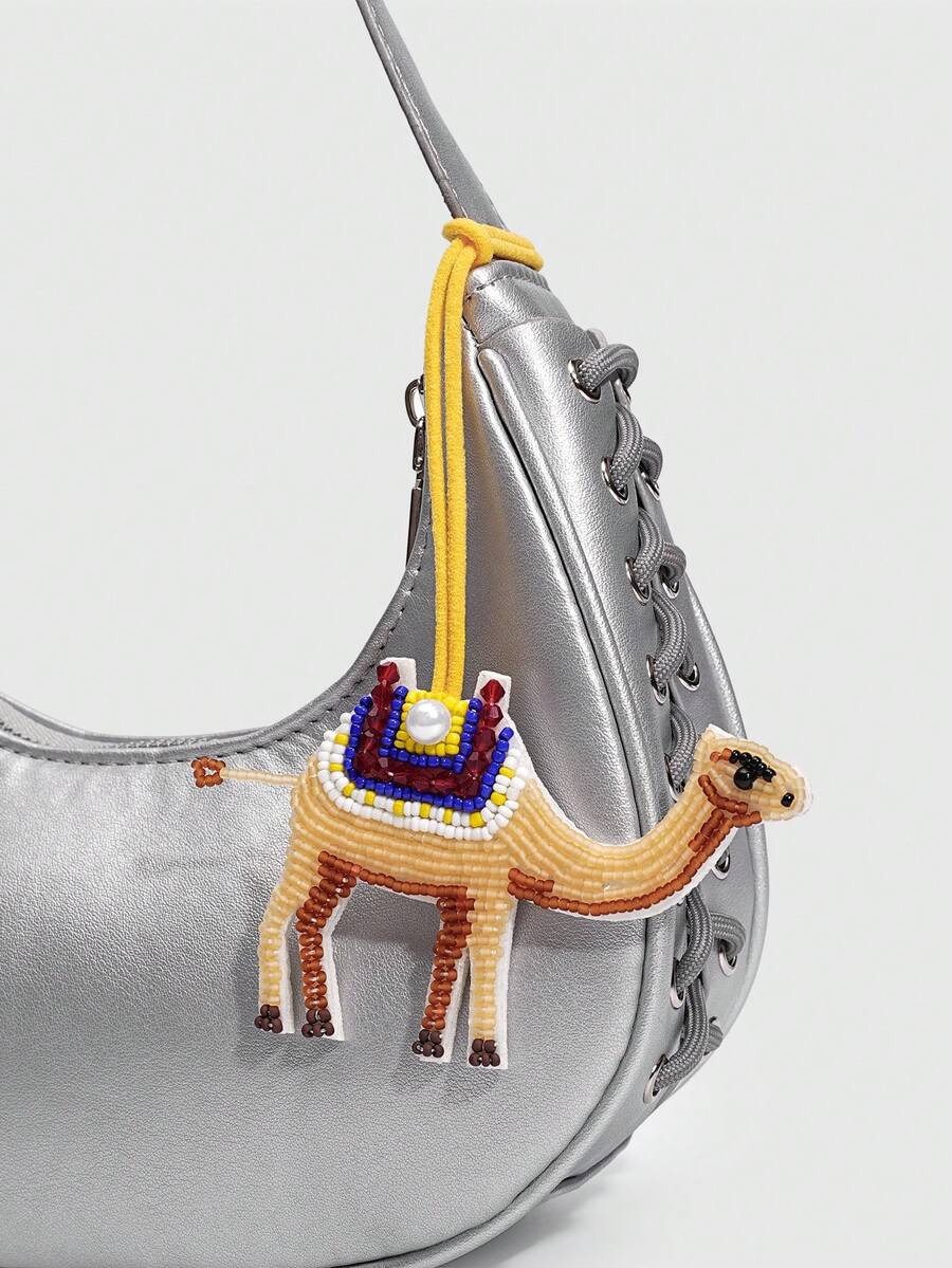 SHECARRY 1pc Fashionable Handmade Beaded Camel Pendant With A Camel Decor Hanging Rope. - Multicolor 5 - View 1