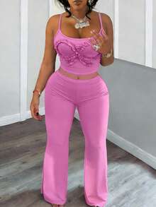 Zyxie 女士无袖针织两件套，加长款 - 玫紅色 - 查看 5