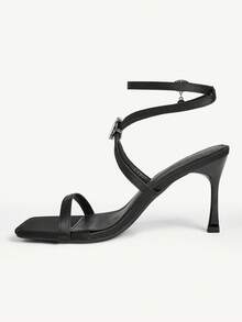 CUCCOO CHICEST Women's Fashion Square Toe High Heel Sandals - Black - View 5