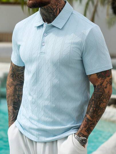 VENTUSAIL Camisa polo de manga corta y abotonada casual para hombre