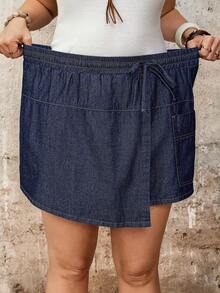 EMERY ROSE Mature Denim Quần short denim buộc dây đơn giản, cỡ lớn, thích hợp mặc hàng ngày cho nữ, mùa hè, lễ hội, tiệc tùng, đám cưới, thanh lịch, thường ngày, kỳ nghỉ, công sở, mùa hè lãng mạn/dạ hội/trang trọng/sinh nhật/thập niên 90/công sở thường ngày/thanh lịch/phong cách miền Tây/đi chơi/thời trang/thường ngày/Y2K/club/văn phòng/cocktail/cổ điển/ôm sát/lễ hội nhạc rave/vui nhộn/sang trọng/giàu có lâu đời/thời trang đường phố/kỳ nghỉ/buổi hòa nhạc đồng quê/công sở/kín đáo - Màu xanh lam - Xem 4