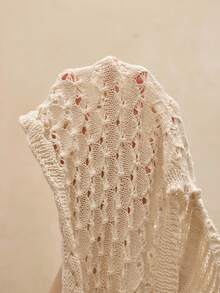 Nevyona Women's Vacation Tie Front Slit Design Sexy Halter Knit Top - Apricot - View 8