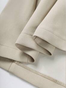 Franclia Áo blazer nữ mùa xuân/hè kiểu Pháp thanh lịch, chất liệu ren kẻ sọc, thích hợp cho công sở, nghỉ dưỡng, tiệc trà chiều lãng mạn, bãi biển, có ve áo, thắt eo, điểm nhấn kim loại, thiết kế dài ôm eo. - Màu be - Xem 5
