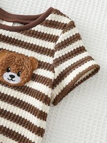 Cozy Pixies Bộ 6 món cho bé trai gồm áo tay ngắn cổ tròn in hình gấu hoạt hình và quần short cạp chun. - Nhiều màu - Xem 3
