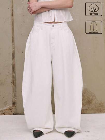 COUREZ Unisex Women Men Y2K Barrel Balloon Fit Low Rise Jeans Vintage 100%Cotton