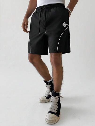 PAVTROS Young Men's Street Style, Multi-Functional INS Item: Elastic Waist Star & Moon Print Loose Casual Shorts, Suitable For Street Style, Daily Casual Wear, Weekend Outings, Music Festivals, Social Gatherings And Other Young Social Occasions. This Pair Of Shorts Is An Indispensable Versatile Item In Men's Wardrobe, And An Excellent Gift For Boyfriends Or Husbands.,Spring To Summer,Summer,Vacation,Vintage,Going Out,Party,Festival,Gift For My Boyfriend,Streetwear,Workout