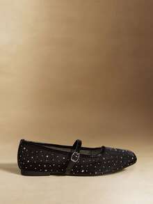 Rosivie Women's Buckle Design Square Toe Fashionable Flat Shoes - Black - View 2