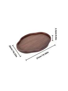 1pc Oval Shaped Walnut Wood Tray, Suitable For Serving Food, Snacks, Beverages, Sushi, Steak, Pizza, Desserts, Cakes, Breads, Also Can Be Used As Breakfast Tray, Coffee Tray, Tea Tray, Dining Plate, Serving Platter - Maroon - View 7