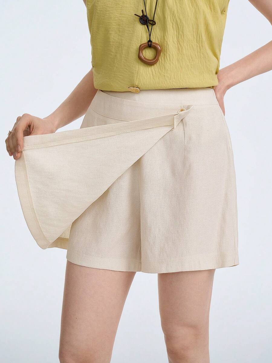 Aalyst Quần short ống rộng dáng suông bất đối xứng dành cho nữ, kiểu dáng mới, thích hợp mặc đi làm vào mùa xuân/hè.