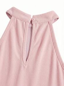 SHEIN 这款休闲优雅的纯色立领无袖A字连衣裙，适合新年、情人节、生日派对等场合，也是年轻女孩和姐妹装的理想选择。 - 淺粉色 - 查看 7