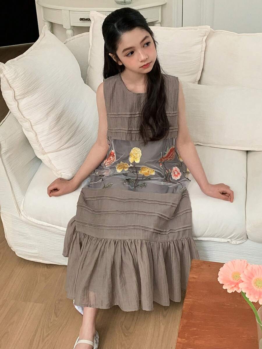 Dazy Kids Tween Girls Fall Dress - Khaki - View 1