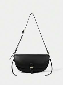 SHECARRY Women's Shoulder Bag, Simple Commuter Saddle Bag - Black - View 1