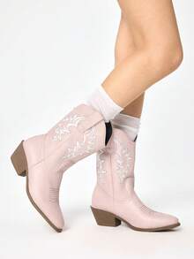 Pink + white embroidery