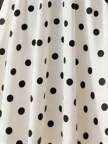 SHEIN Franclia Elegant Commuting & Everyday All-Match Versatile Polka Dot Flared Long Skirt For Women - White - View 3