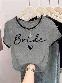 Resyla 女士休闲印花短袖圆领T恤 - 灰色 - 查看 4