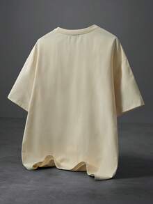 PAVTROS Men's Embroidery Design Crew Neck Short Sleeve Casual T-Shirt - Apricot - View 2