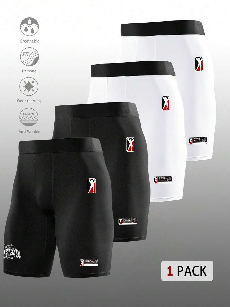 Manfinity Acti Log 1pc Men's Casual Sports Printed Leggings - Black - View 1