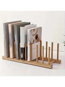 A Wooden Bookshelf And Data Rack, Vinyl Record Storage Rack, Vinyl Record Storage Rack, Photo Album Display Rack, Wooden File Book Folder Storage, Book Storage Rack, Easy To Assemble, Convenient For Storing Books At The Bedside Or Desktop. - Multicolor - View 2