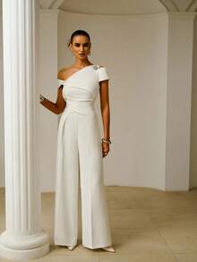 ZEYLAH Mono asimétrico de unicolor de moda para primavera y verano - Blanco - Ver 6
