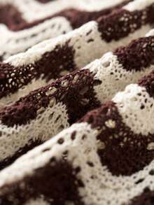 Airaco Conjunto de top de punto y shorts informales para mujer - Café integral - Ver 3