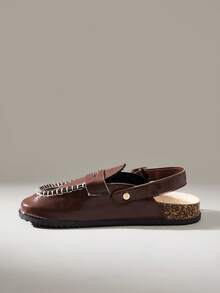 Solecia Women's Buckle Design Casual Versatile Flat Shoes - Burgundy - View 6