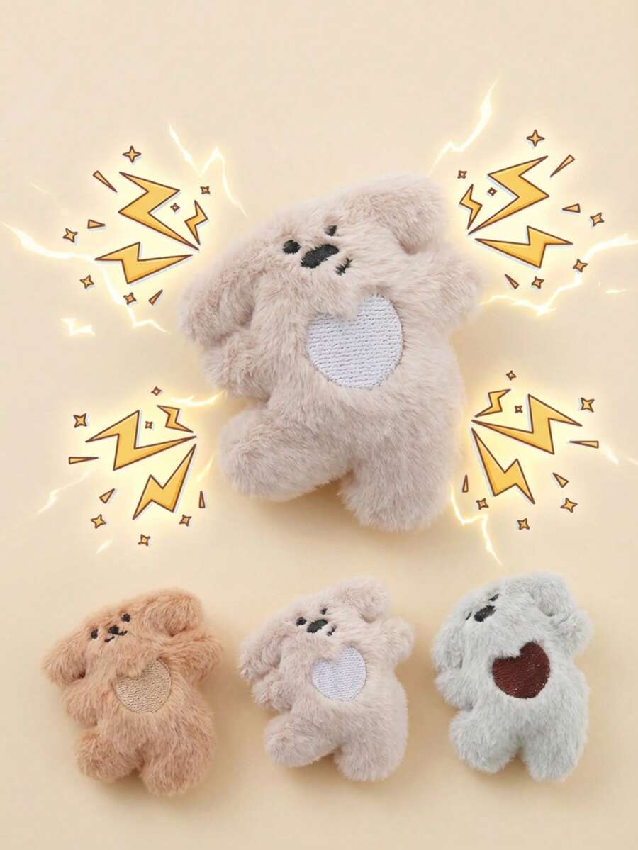 PETSIN 可爱歪头爱心狗狗毛绒猫玩具，内置发声纸，可与猫咪互动玩耍 - 彩色 - 查看 1