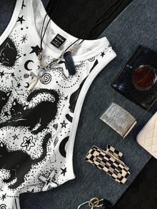 Attitoon Top de tirantes ajustado de cuello redondo minimalista casual, adecuado para el verano - Multicolor - Ver 4