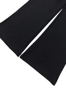 Rafferiza 优雅通勤修身显腿长喇叭裤 - 黑色 - 查看 6