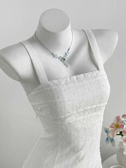 Elamini 女士纯色方领修身休闲迷你连衣裙