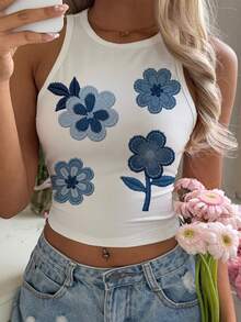 Mulvari Printed Casual Minimalist Round Neck Tight Fit Women Tank Top, Suitable For Summer - Multicolor - View 4